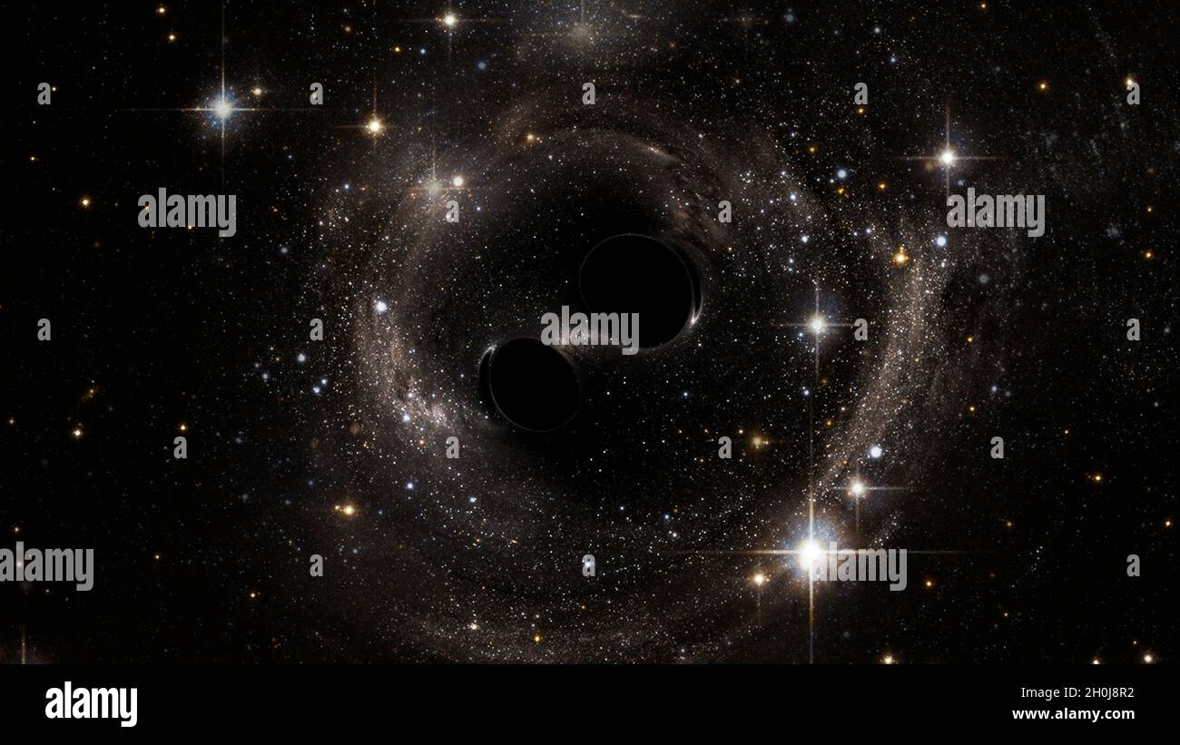 Abstract space wallpaper. Black hole with nebula over stars and cloud  fields in outer space. Magnificent glowing night background. Top view.  Elements Stock Photo - Alamy, image size:1300x821