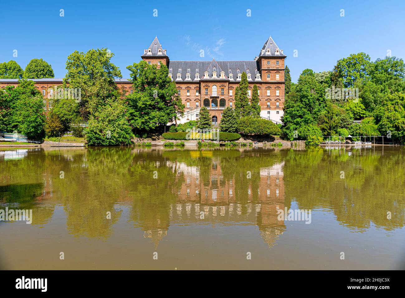 Turin, Italy. May 12th, 2021. The Valentino Castle is an ancient Savoy residence, as well as a historic building in Turin located in the Valentino Par Stock Photo