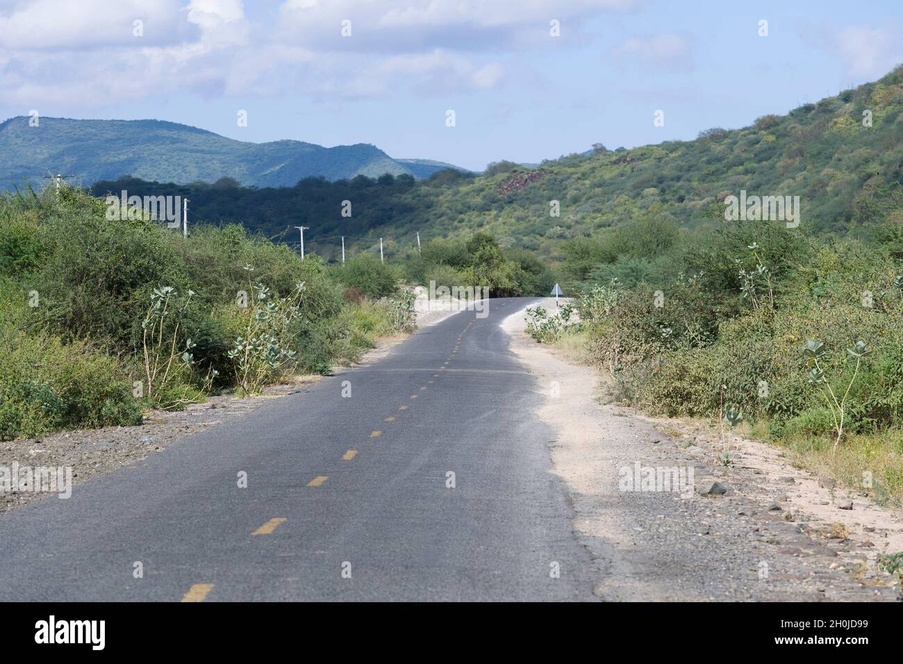 A view of the Magadi road C58 which which goes to Lake Magadi. Magadi Road, Kajiado county, Kenya.  10 Jun 2021 Stock Photo
