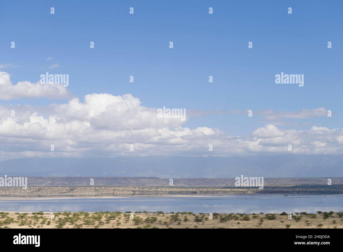 Lake Magadi is a saline, alkaline lake, approximately 100 square kilometers in size. The lake