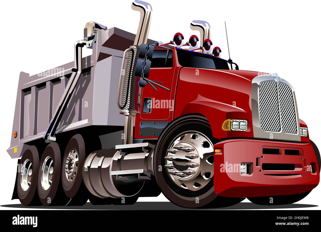 Vector Cartoon Dump Truck. Available EPS-10 vector format separated by groups and layers for easy edit Stock Vector