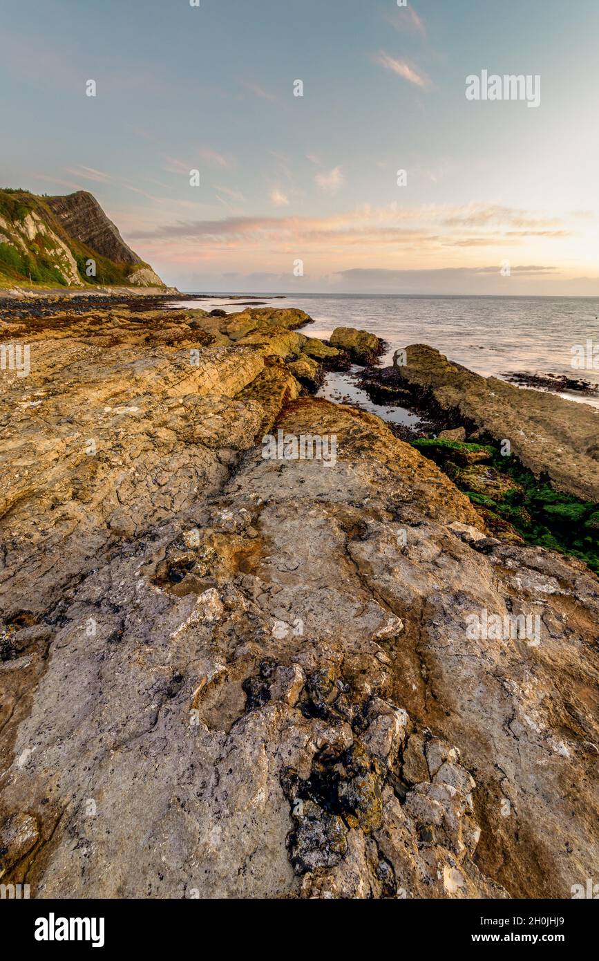 Antrim coast road in Northern Ireland near to the famous Giants Causeway at Garron Point outside Carnlough Stock Photo