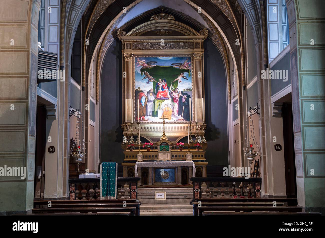 Italy, Lombardy, Bergamo, S.Bernardino church, altar with paint by Lorenzo Lotto Stock Photo