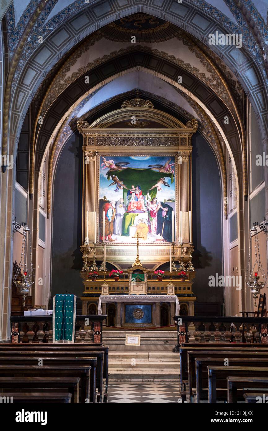 Italy, Lombardy, Bergamo, S.Bernardino church, altar with paint by Lorenzo Lotto Stock Photo