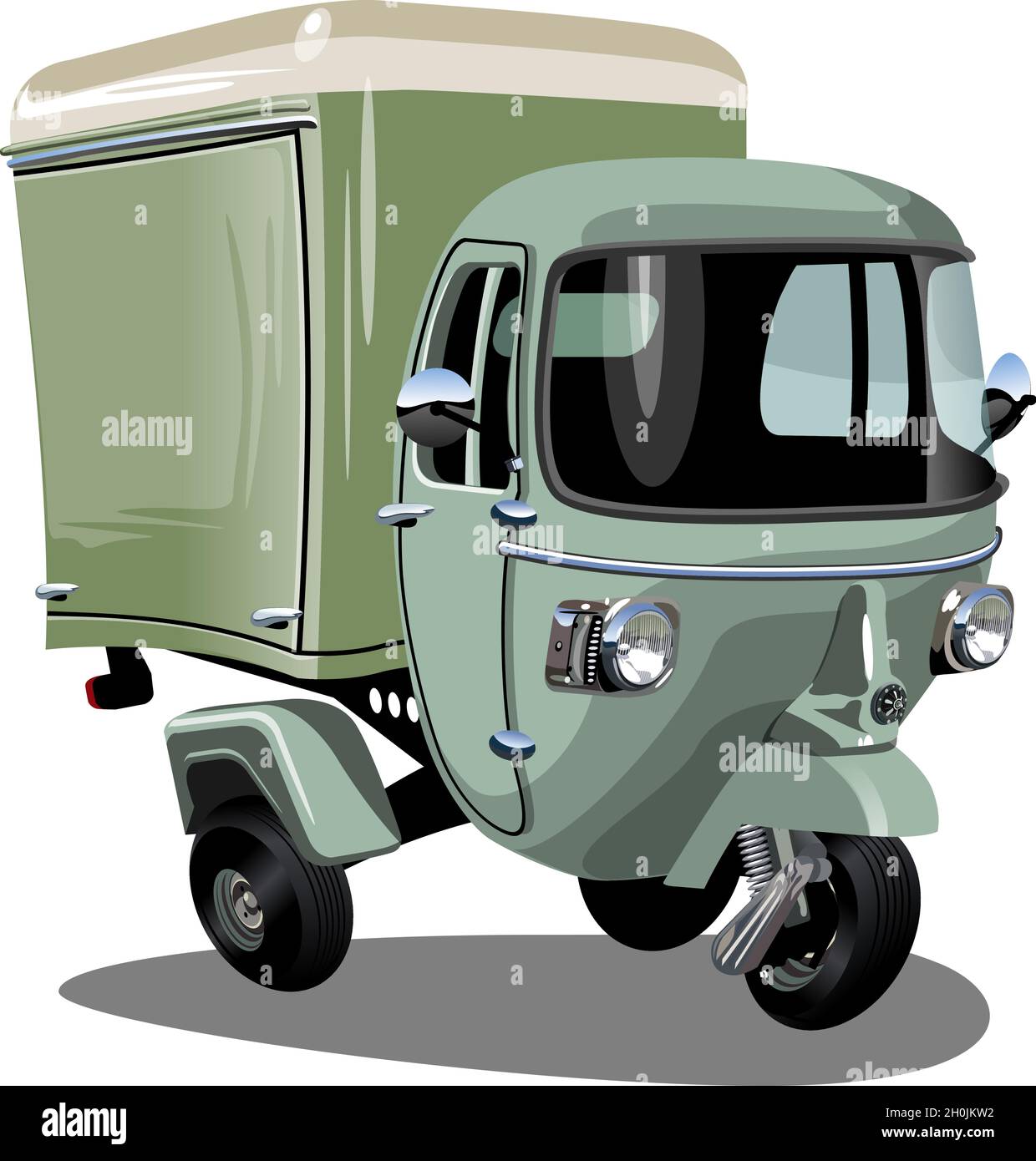 Vector cartoon delivery cargo scooter. Available EPS-10 format separated by groups and layers vith transparency effects for one-click repaint Stock Vector