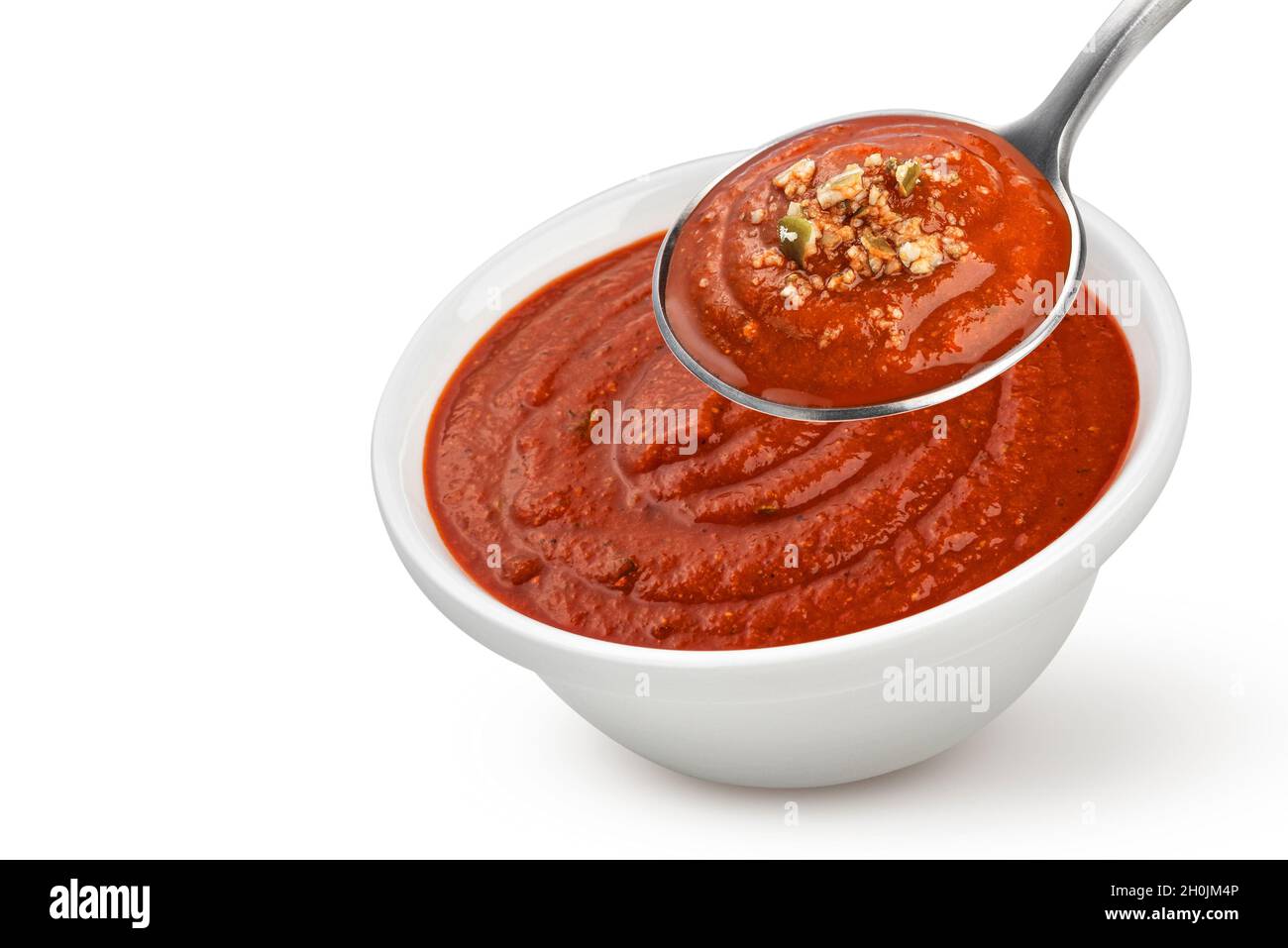 Bowl of tomato soup isolated on white background Stock Photo - Alamy