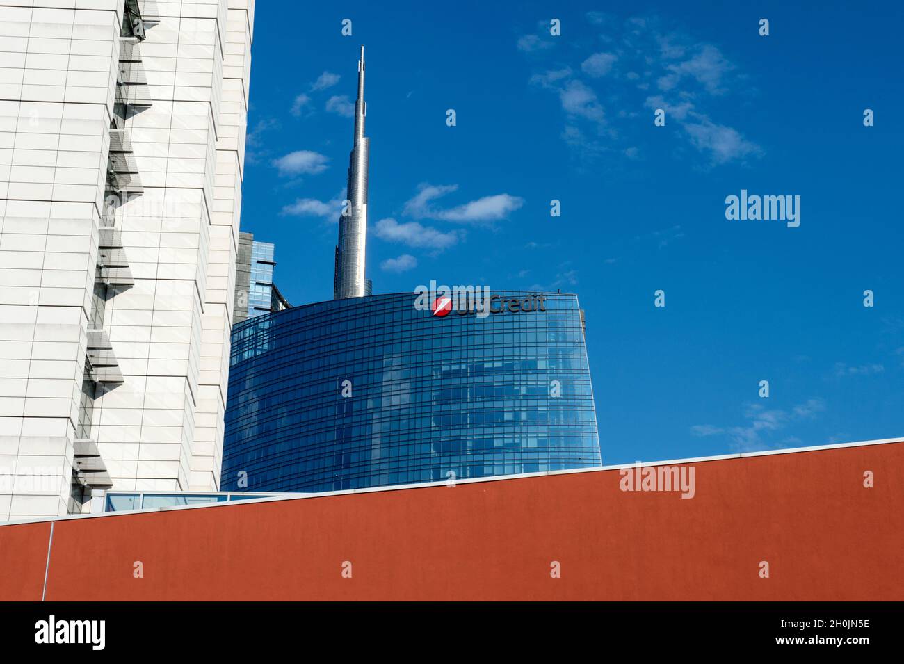 Italy, Lombardy, Milan, Garibaldi Tower and Unicredit Tower detail Stock Photo