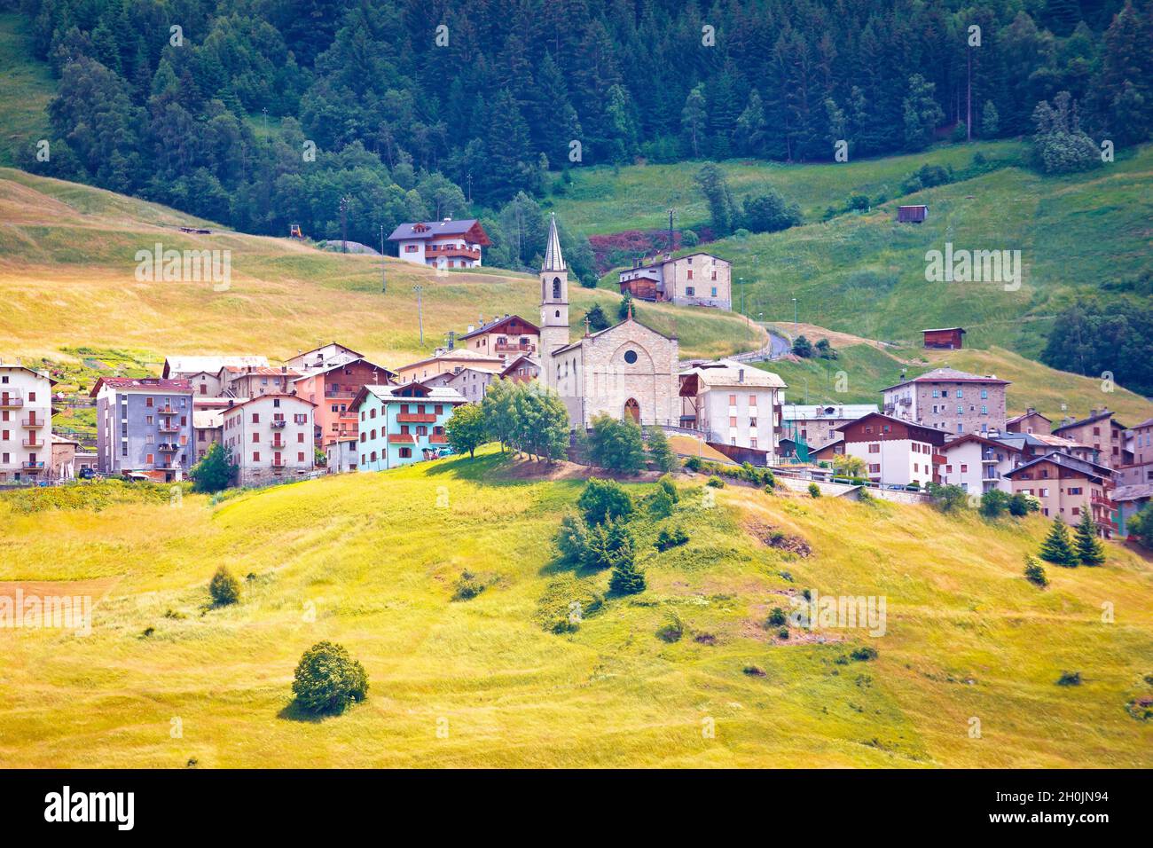 Village of Piatta in Bormio Alps, Province of Sondrio, Lombardy, Italy Stock Photo