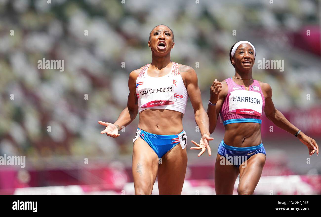 Jasmine CamachoQuinn running and winning in the final of the 100 meter hurdles at the 2020