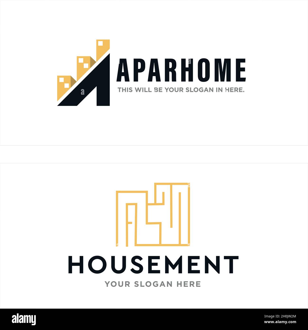Modern line art home apartment initial logo design Stock Vector Image