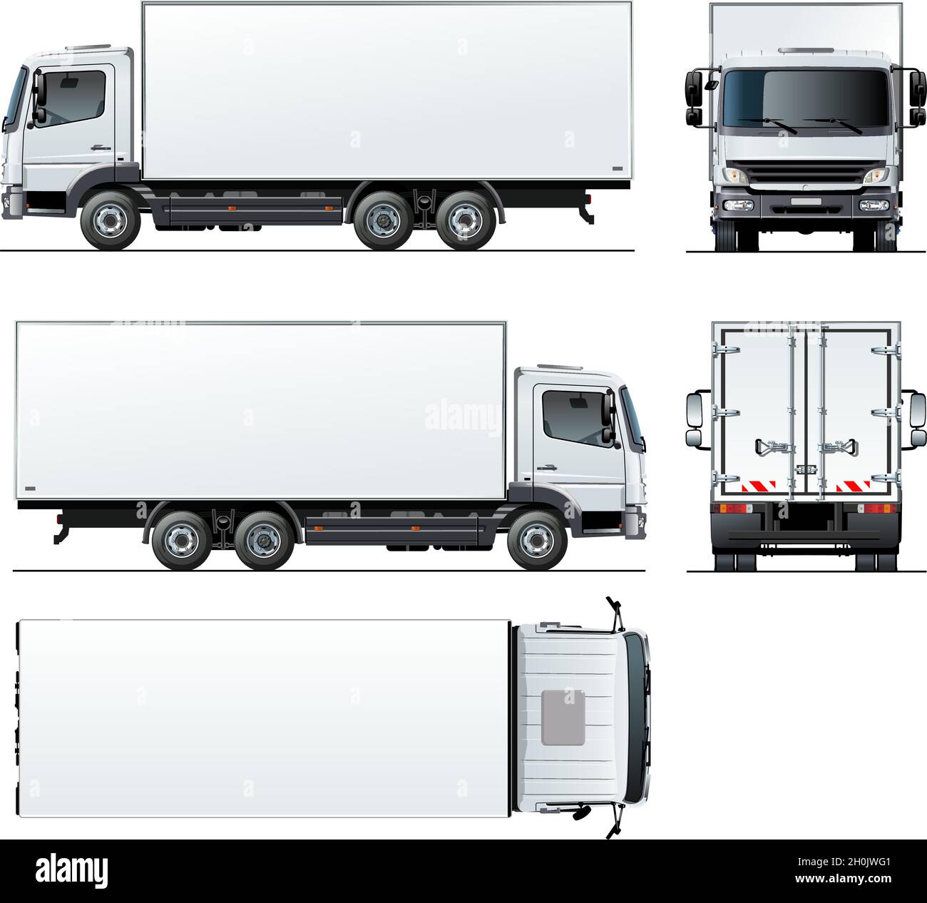 Vector truck template isolated on white for car branding and advertising. Available EPS-10 separated by groups and layers with transparency effects fo Stock Vector