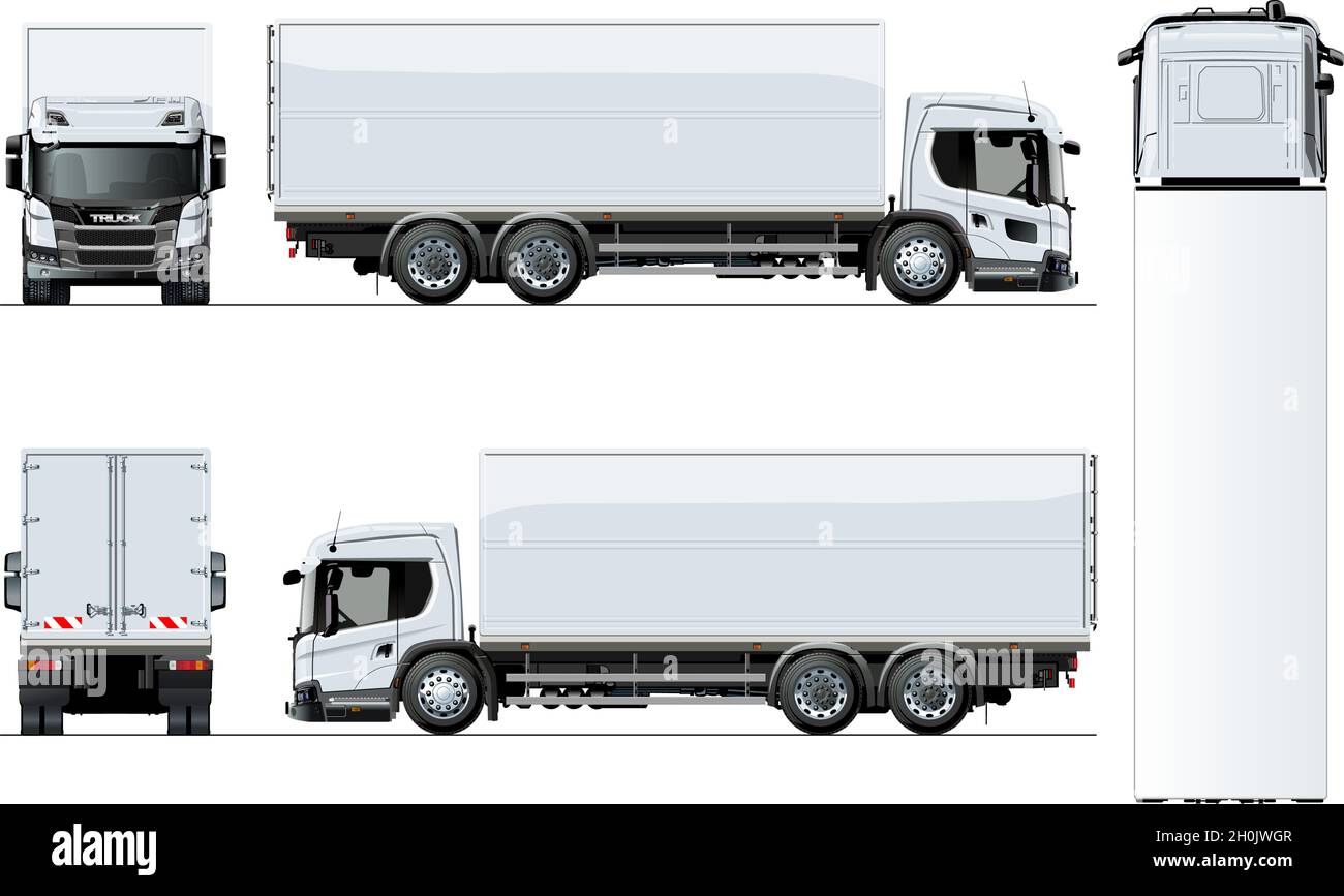Vector truck template isolated on white for car branding and advertising. Available EPS-10 separated by groups and layers with transparency effects fo Stock Vector