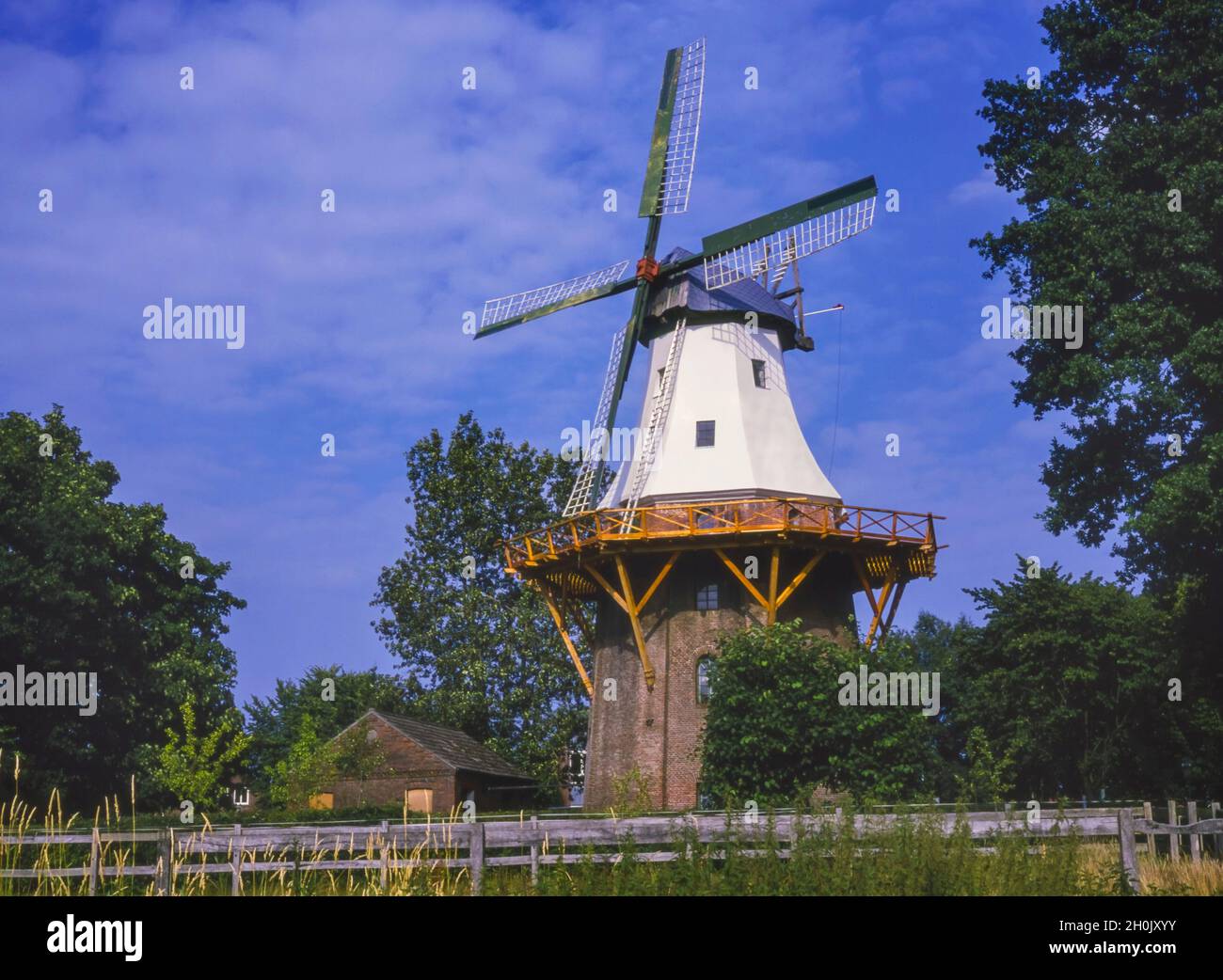 Windmill in Barssel at the Soeste, Germany, Lower Saxony Stock Photo