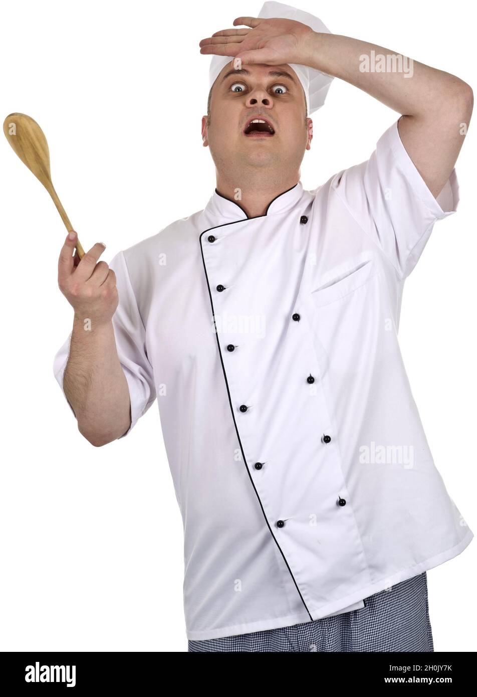 forgetful cook with wooden spon Stock Photo