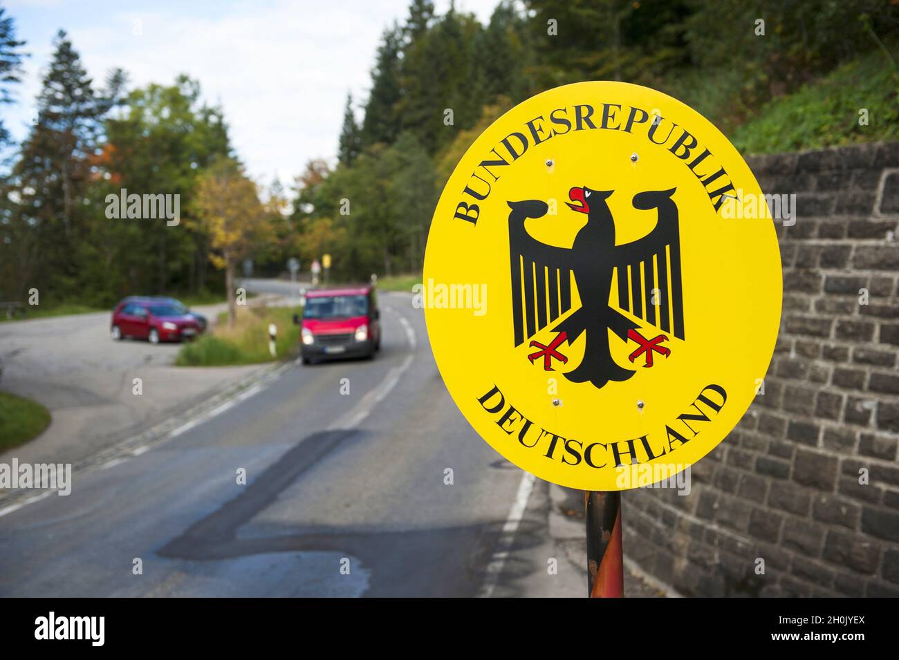 international boundary to the Federal Republic of Germany , Germany, Bavaria Stock Photo