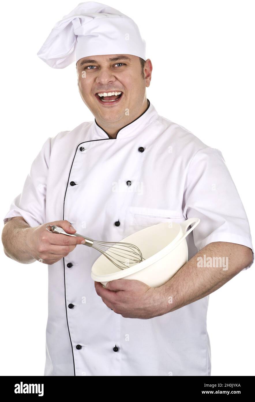 Hoop Cook happy cook with egg whip an bowl Stock Photo - Alamy