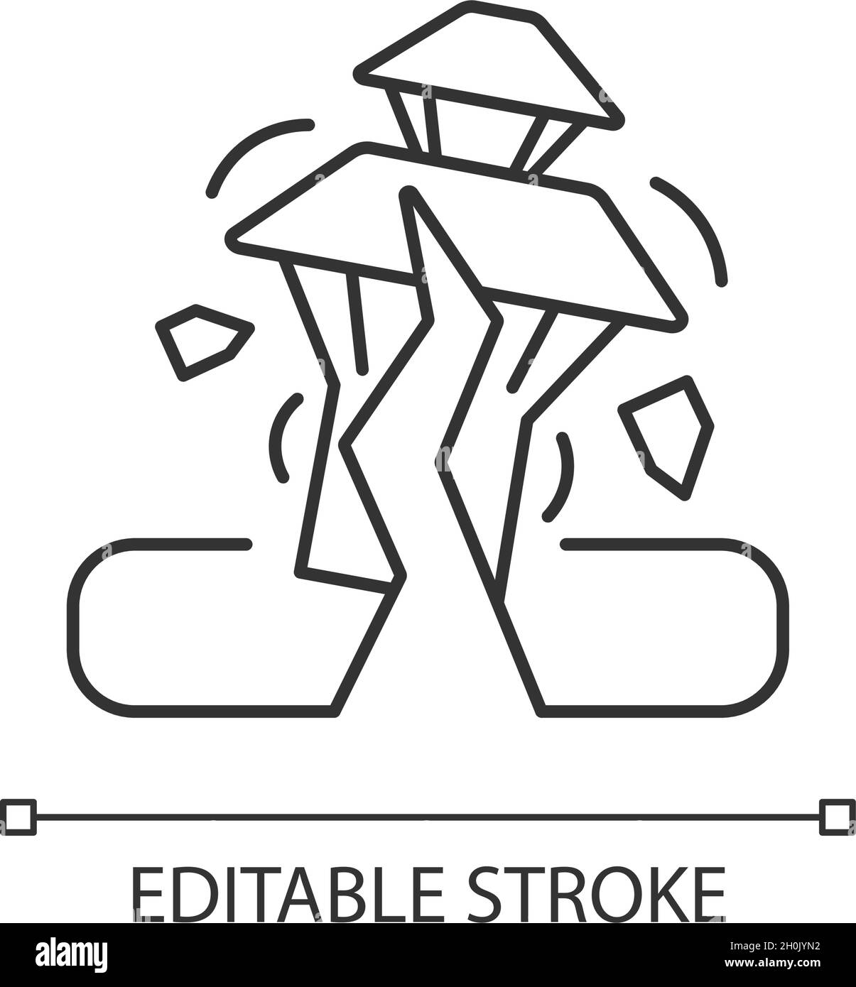Earthquake in Nepal linear icon Stock Vector