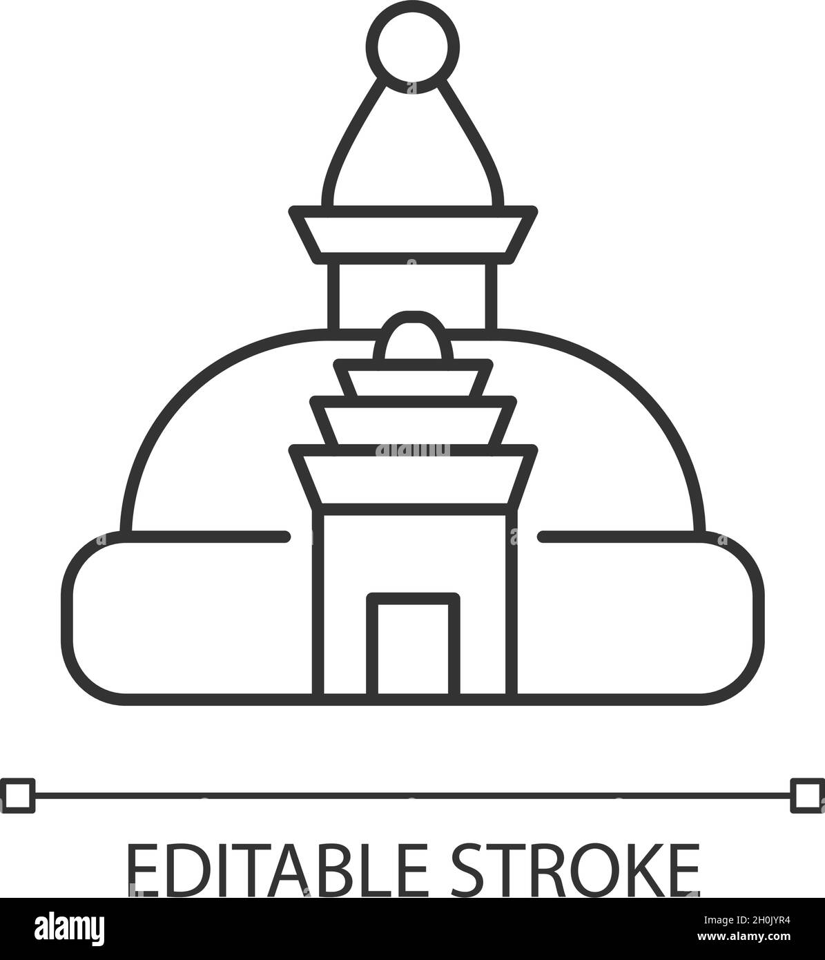 Swayambhu stupa linear icon Stock Vector