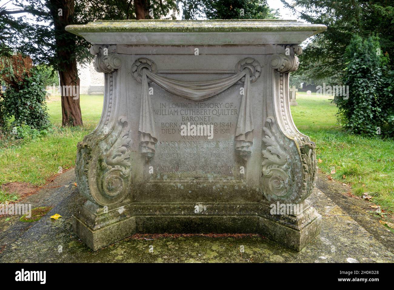 Tomb of Sir William Cuthbert Quilter, St Mary the Virgin Church, Bawdsey, Suffolk, East Anglia Stock Photo