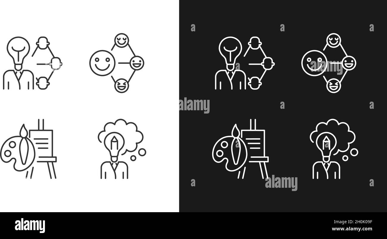 Creative and professional talents linear icons set for dark and light ...