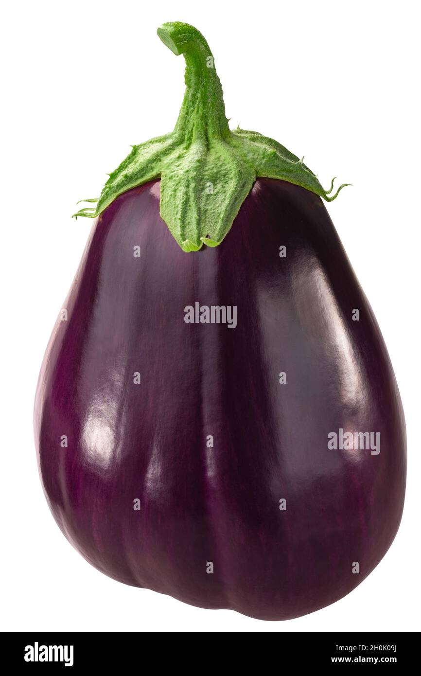 Cordate aubergine or eggplant (Solanum melongena fruit) isolated Stock Photo