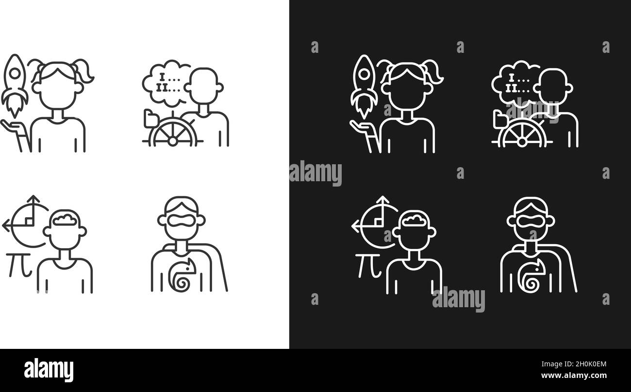 Kids talents linear icons set for dark and light mode Stock Vector ...