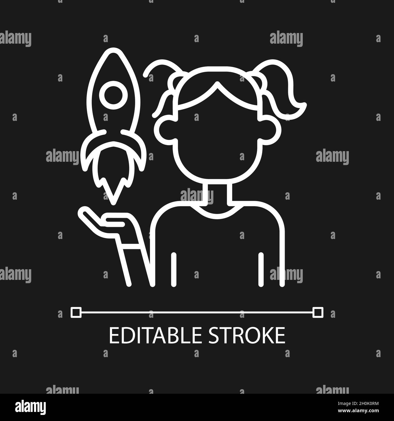 Fostering kids creativity white linear icon for dark theme Stock Vector ...