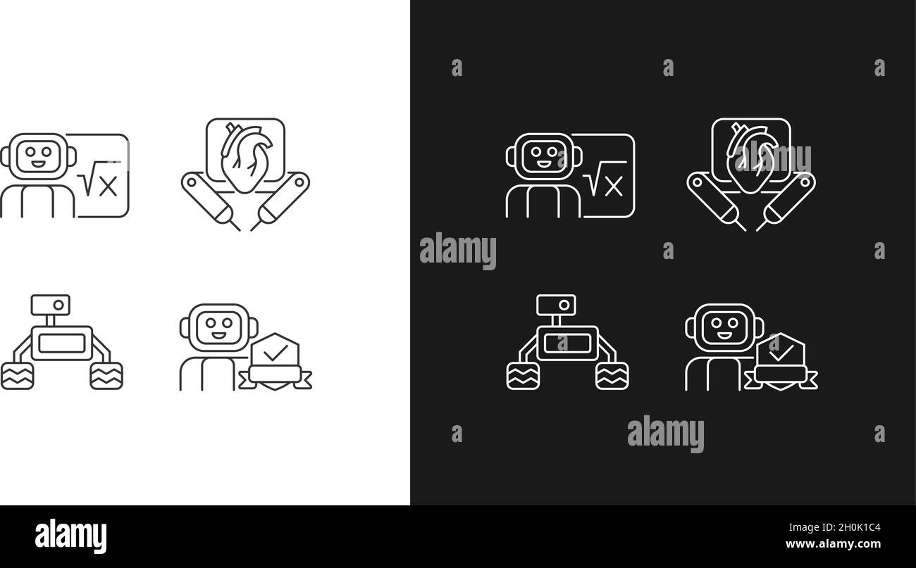 Robotics technology linear icons set for dark and light mode Stock ...