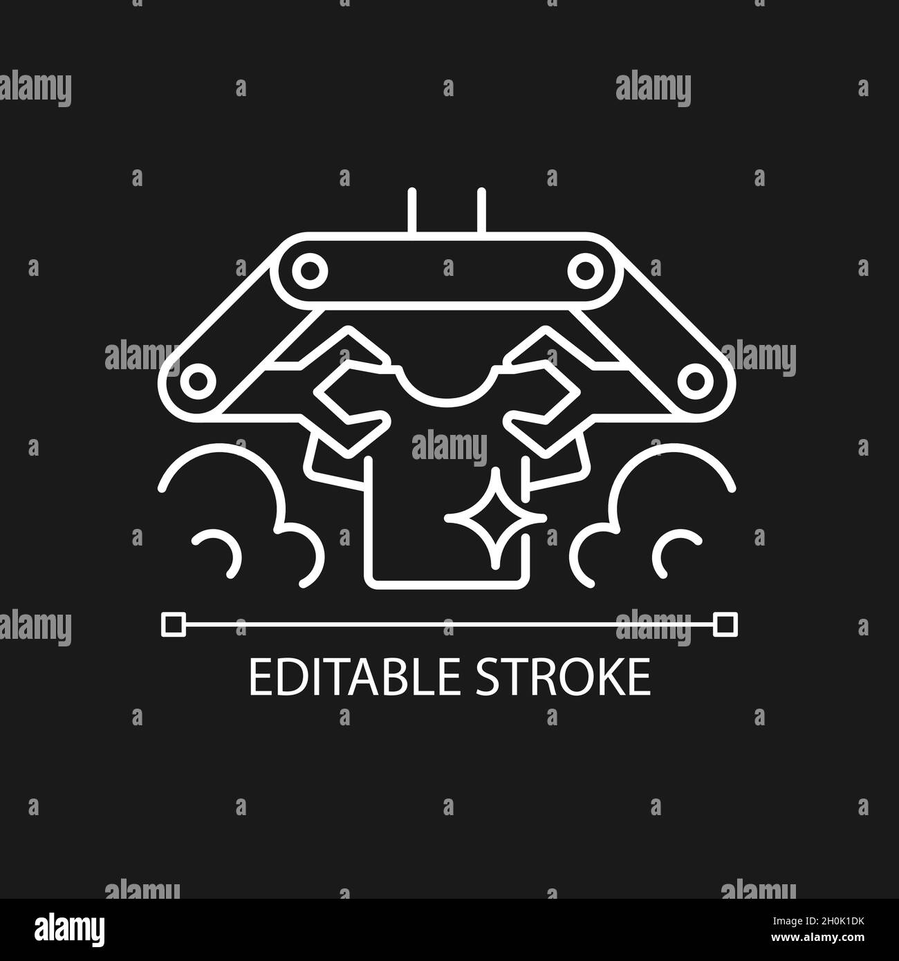 Laundry robot white linear icon for dark theme Stock Vector