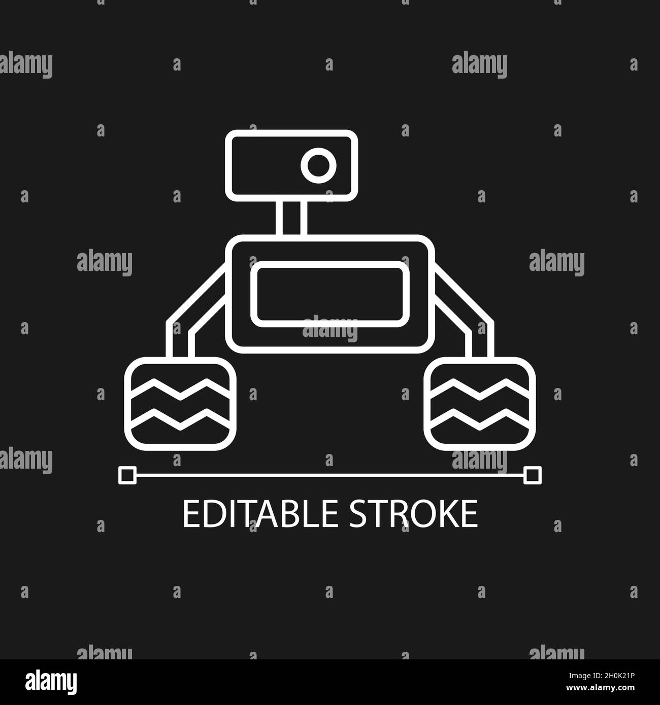 Space exploration robot white linear icon for dark theme Stock Vector ...