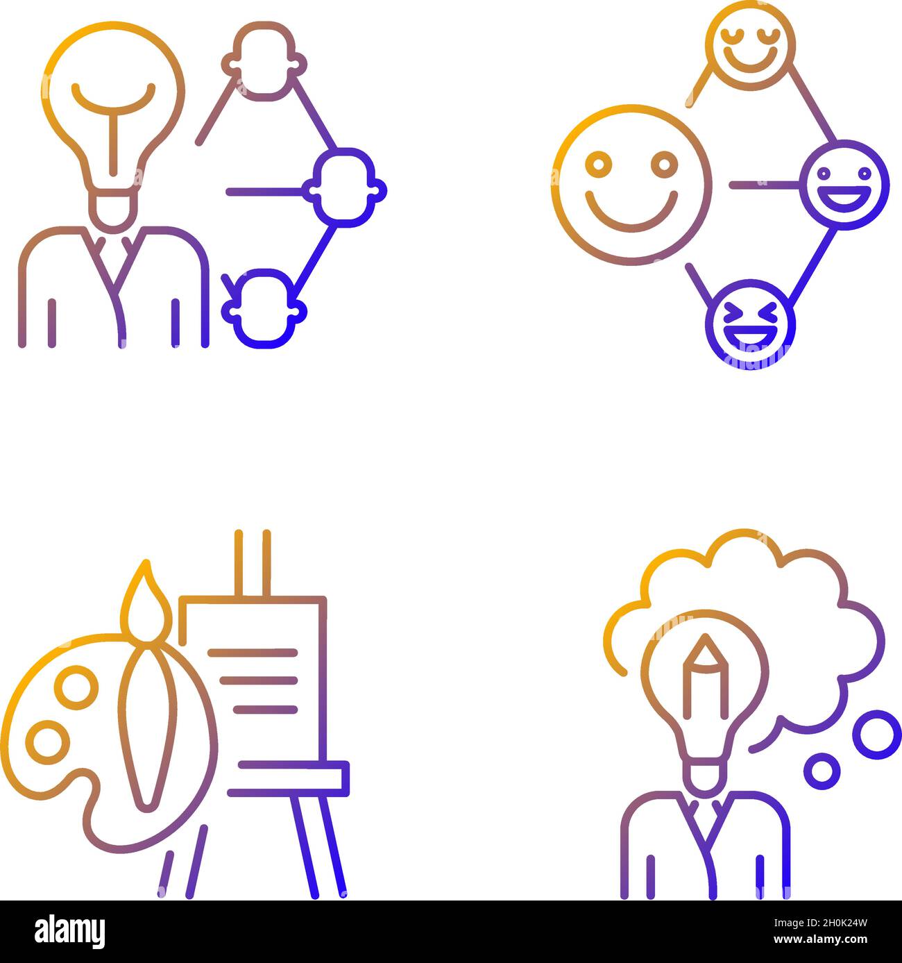Creative and professional talents gradient linear vector icons set Stock Vector