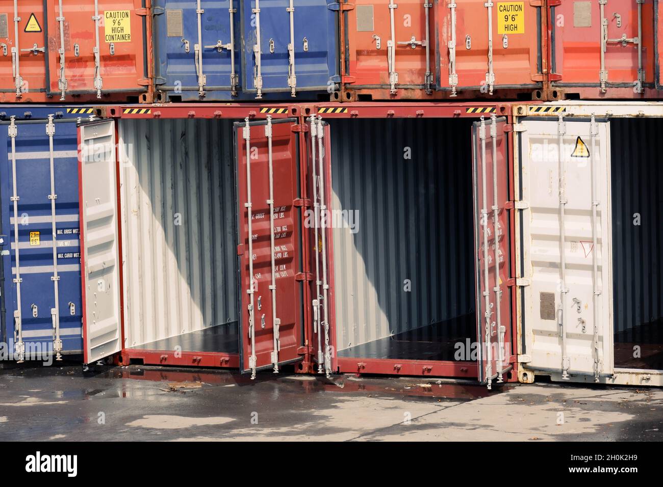 Cleaning containers for shipping and transportation import and export Stock Photo