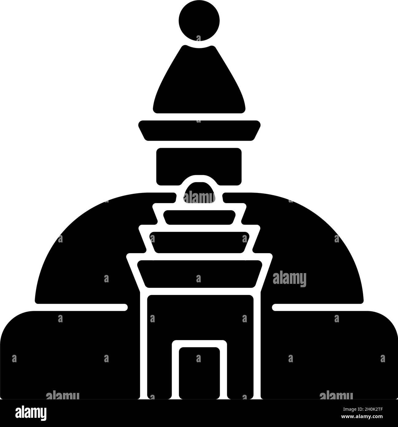Swayambhu stupa black glyph icon Stock Vector