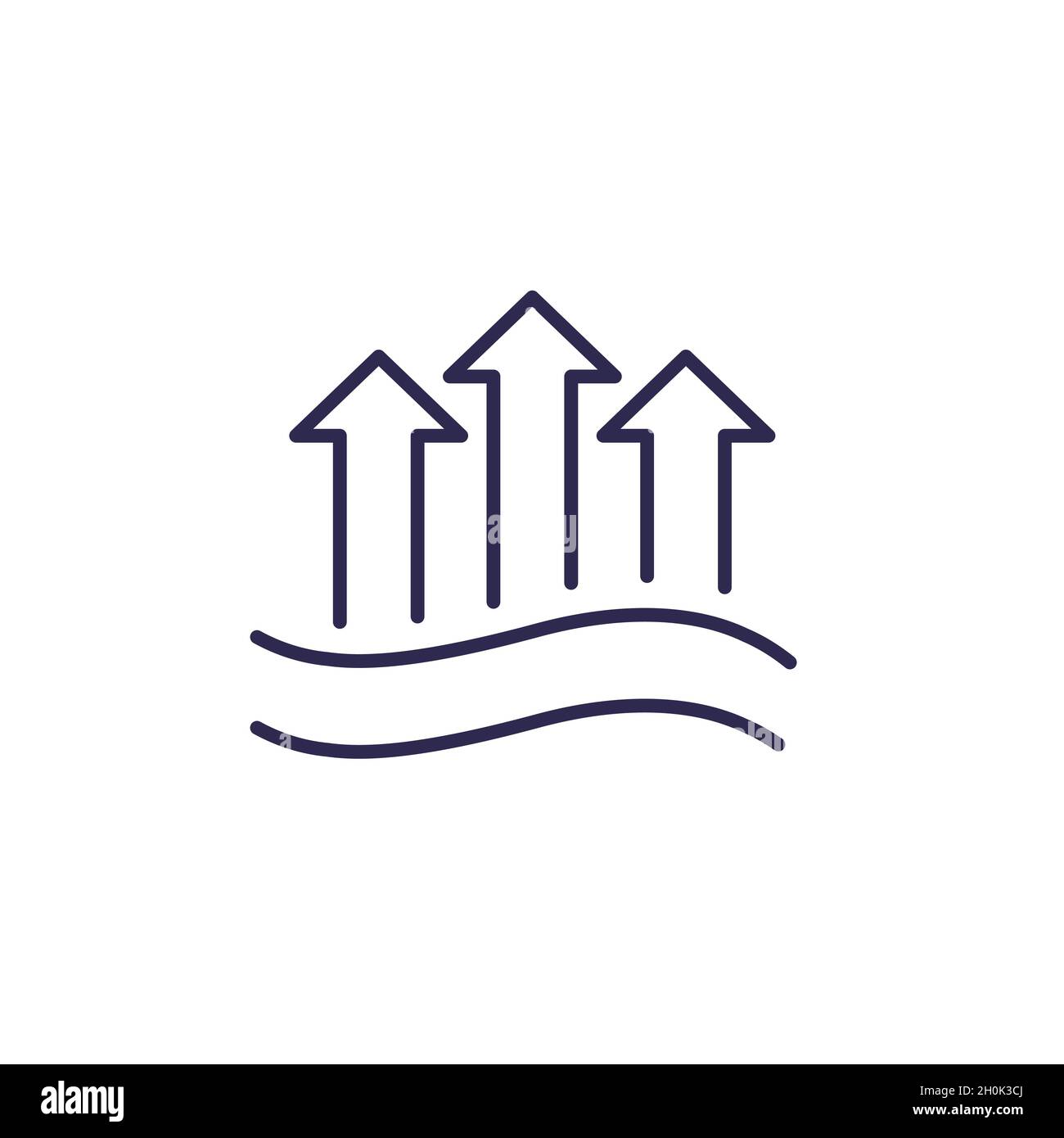 evaporation or evaporate water line icon, vector Stock Vector Image