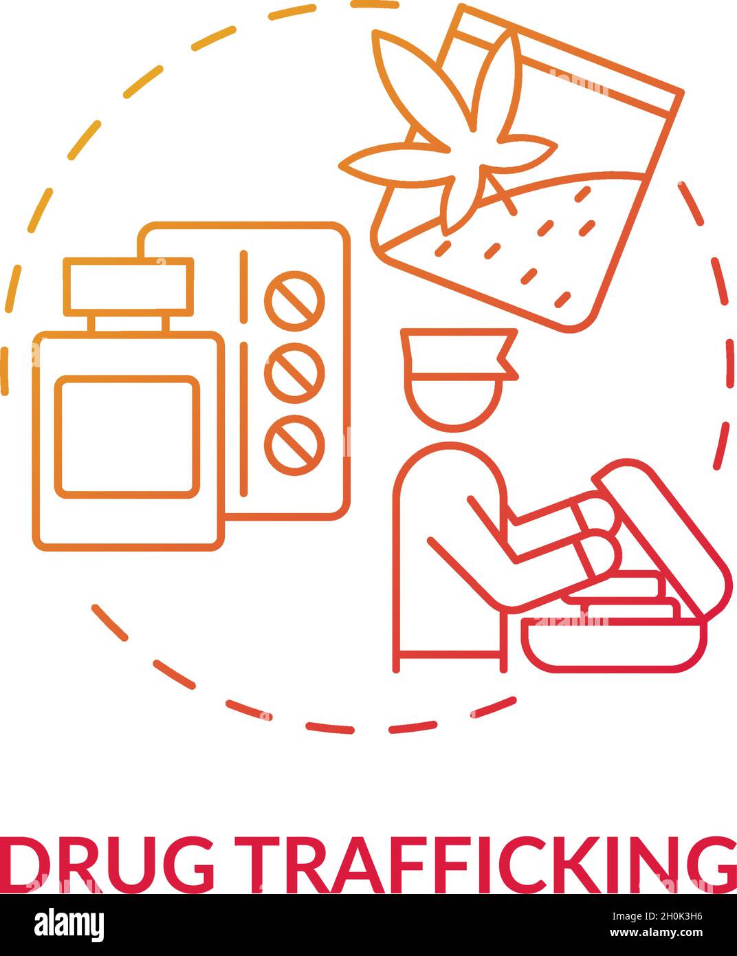 Drug trafficking red concept icon Stock Vector