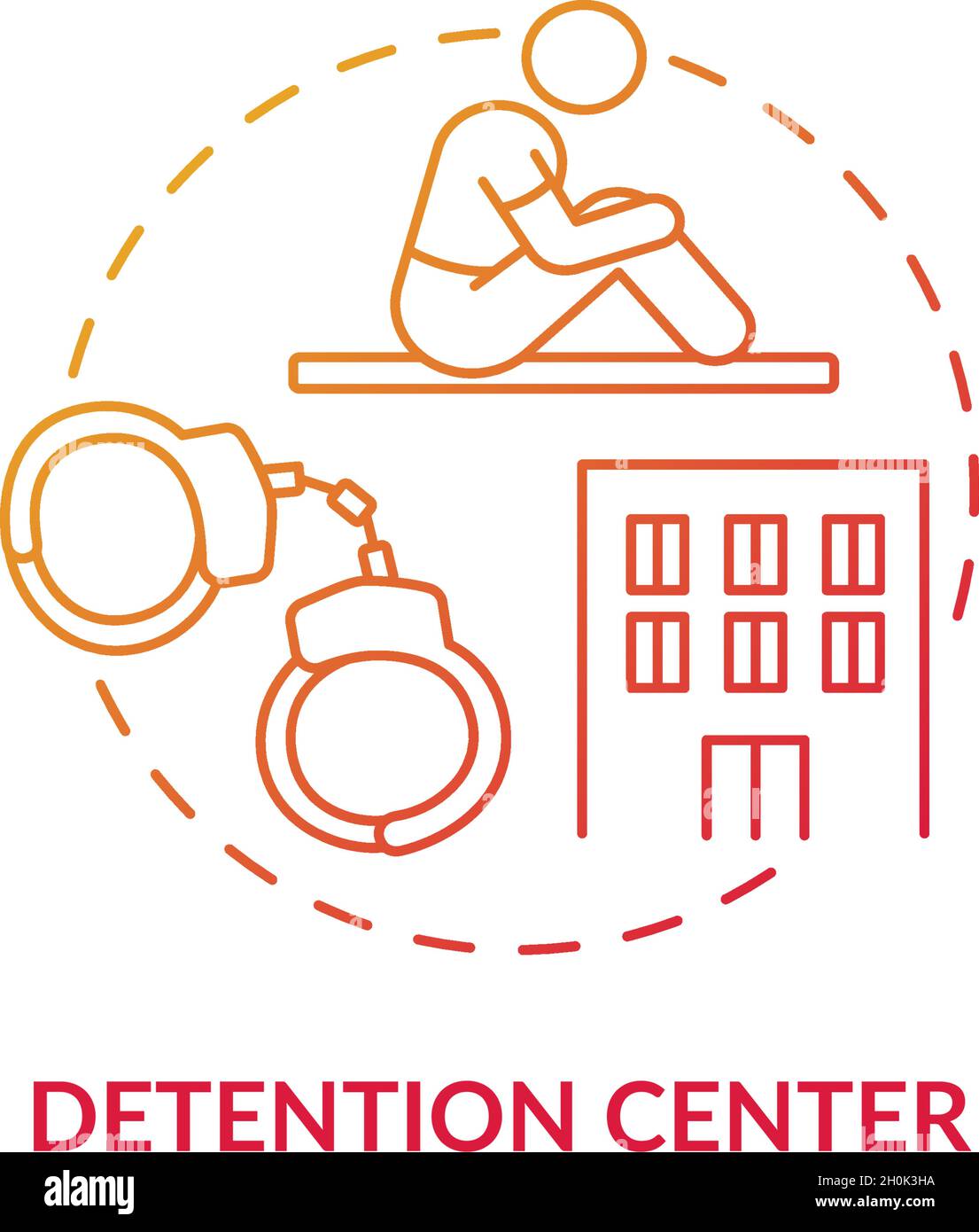 Detention center red concept icon Stock Vector