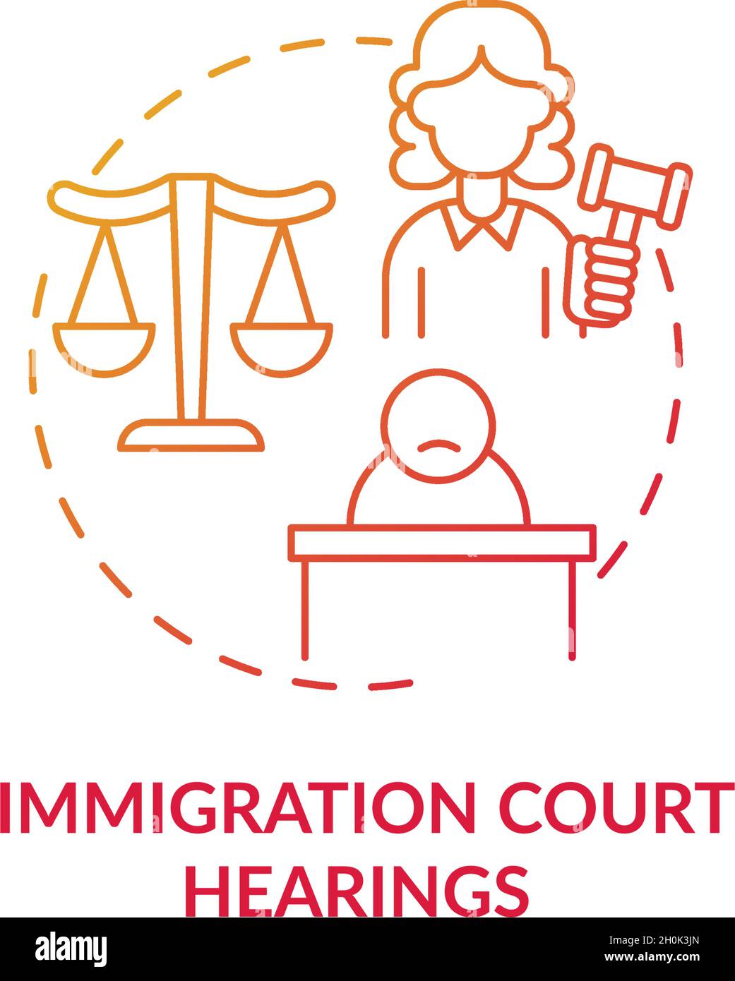 Immigration court hearings gradient red concept icon Stock Vector Image