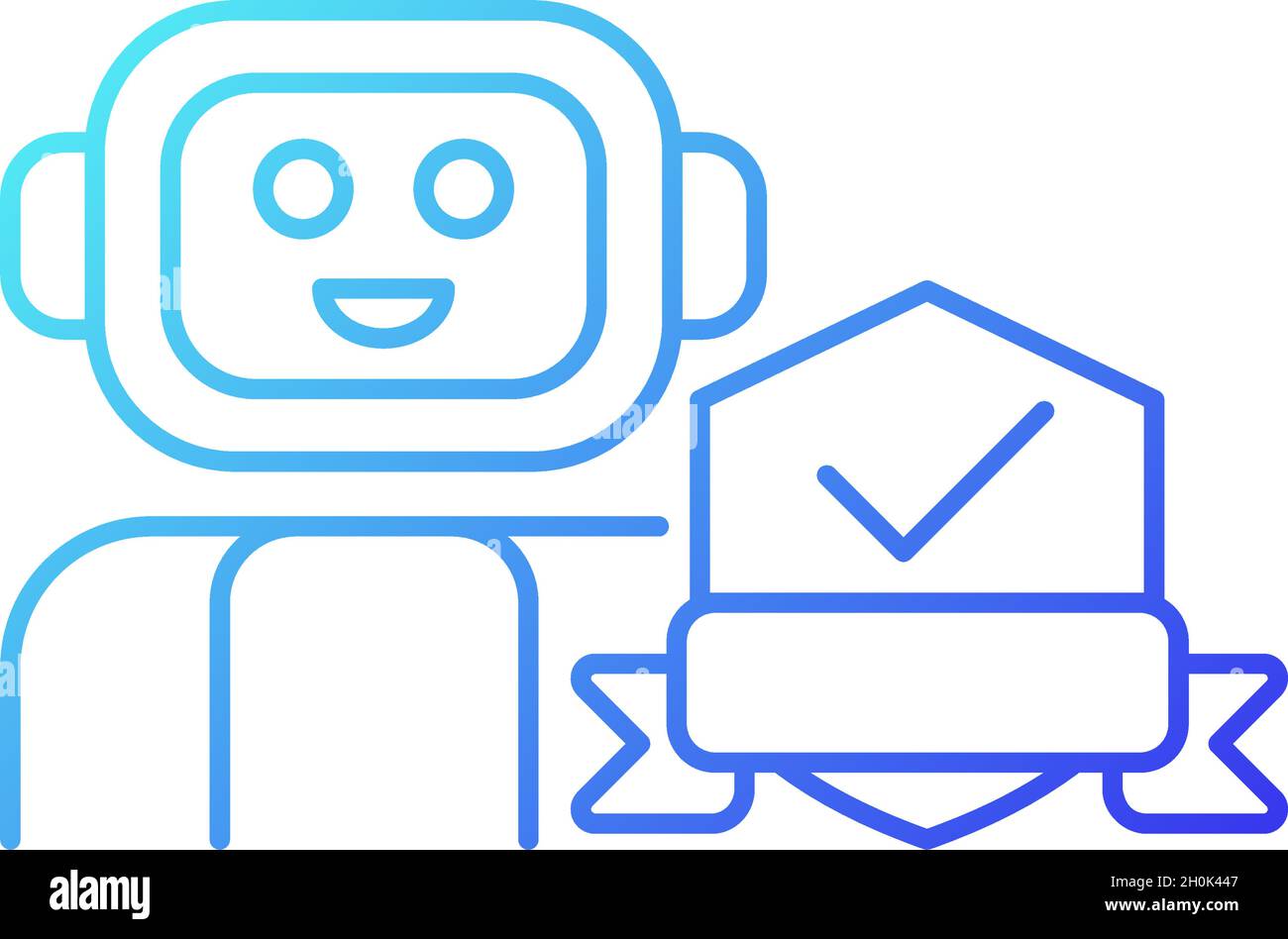Security robot gradient linear vector icon Stock Vector