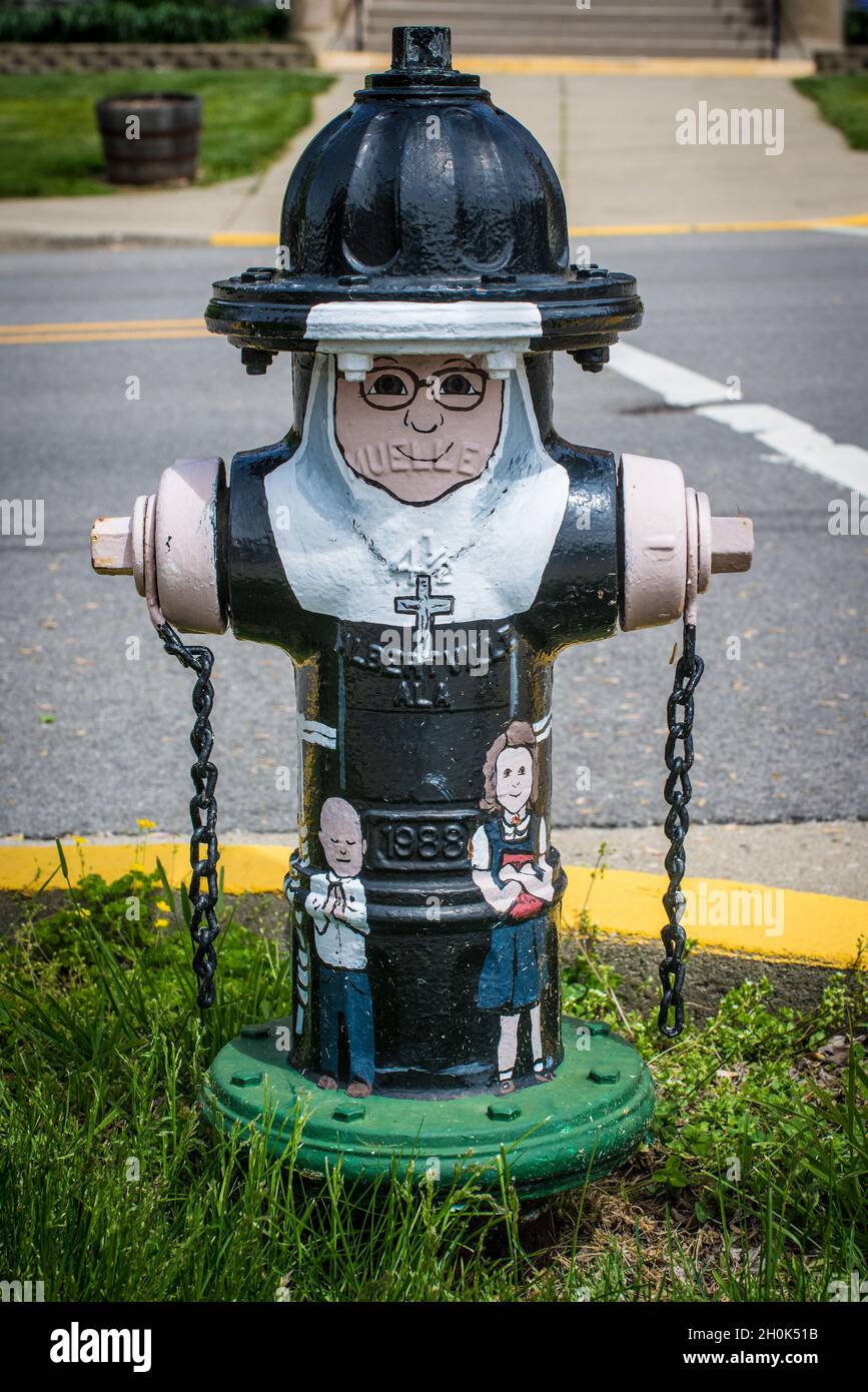 Nun Painted Fire Hydrant - Indiana Stock Photo