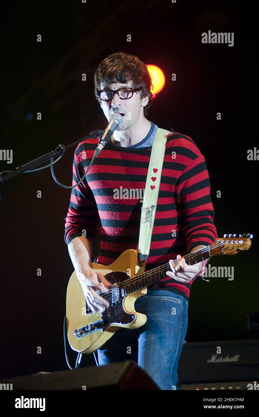 Graham Coxon performs at Bestival Music Festival held at Robin Hill Adventure Park, Isle of Wight. Stock Photo