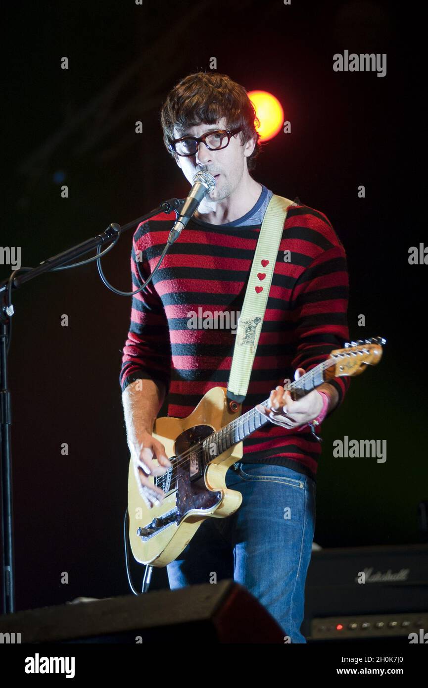Graham Coxon performs at Bestival Music Festival held at Robin Hill Adventure Park, Isle of Wight. Stock Photo