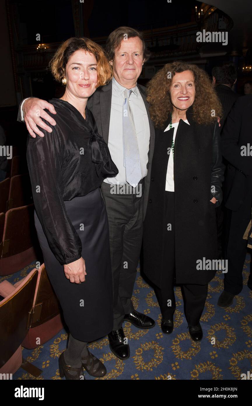 Anna Chancellor, David Hare (Playwright) and his wife Nicole Farhi attend the press night after party of 'South Downs' and 'The Browning Version' Double Bill, at the Harold Pinter Theatre, West End, London Stock Photo