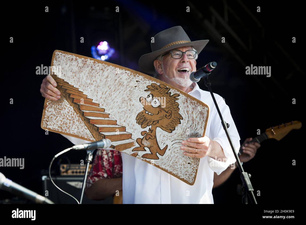 Rolf Harris performs on stage at Camp Bestival 2012 at Lulworth Castle in Dorset.  Stock Photo