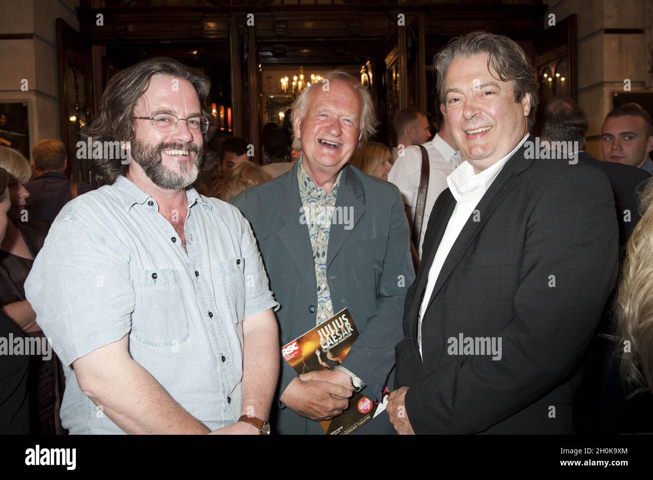 Gregory Doran (Director), Oliver Ford Davies, and Roger Allam attend the opening night of The Royal Shakespeare Company's production of Julius Caesar, at the Noel Coward Theatre, London - 15th August 2012. Stock Photo
