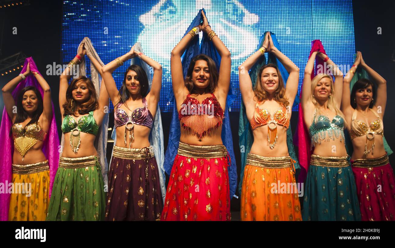 Bollywood Dance London rehearse for tonights Lebara Mobile Asian Music Awards at Wembley Arena in London.  Stock Photo