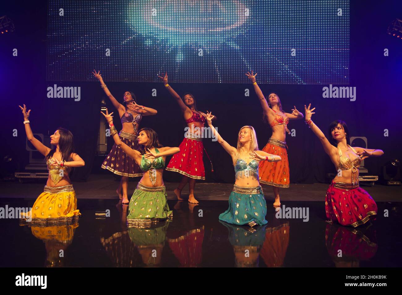 Bollywood Dance London rehearse for tonights Lebara Mobile Asian Music Awards at Wembley Arena in London.  Stock Photo