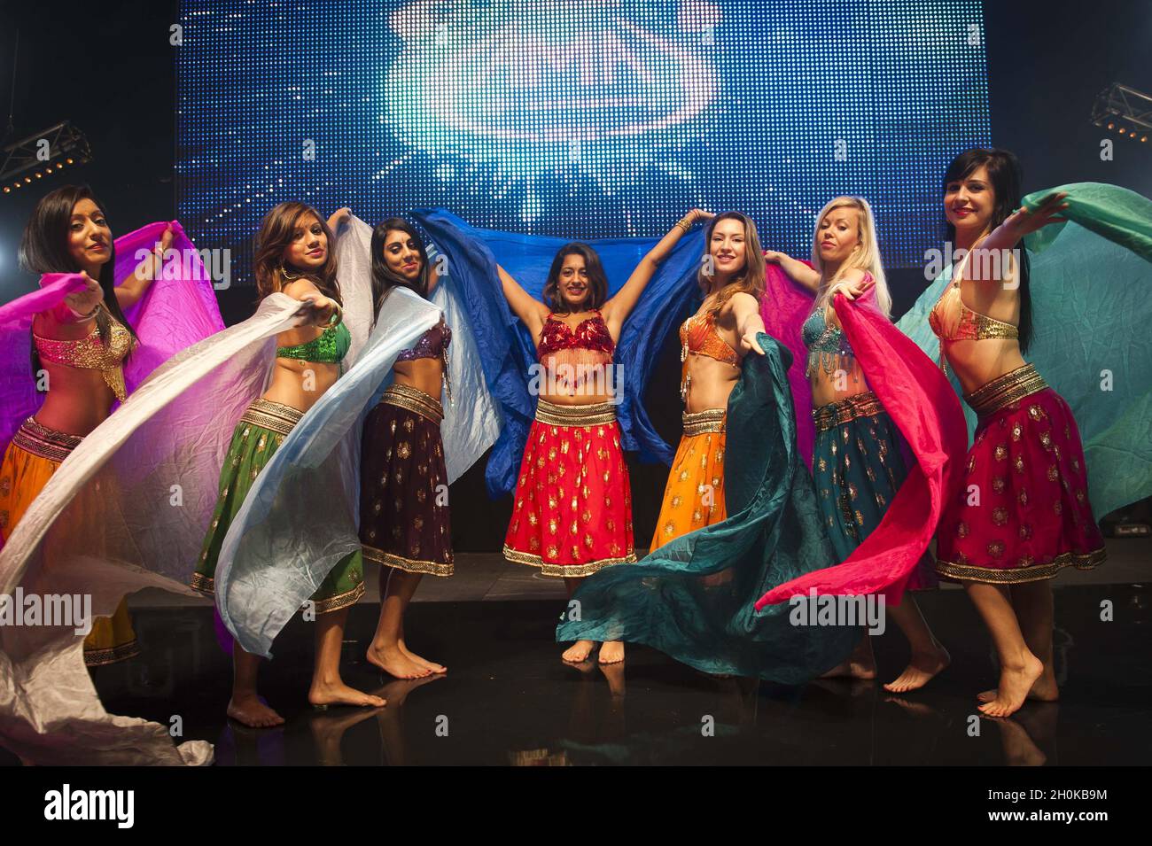 Bollywood Dance London rehearse for tonights Lebara Mobile Asian Music Awards at Wembley Arena in London. Stock Photo