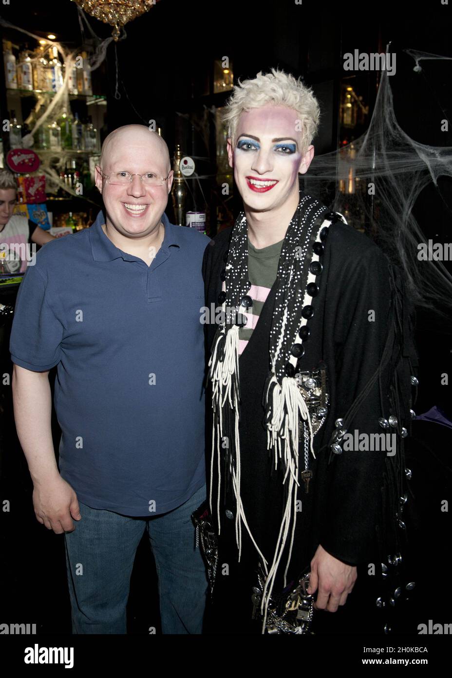 Matt Lucas and Mathew Rowland (Boy George) attend the Halloween performance of Taboo at the Brixton Club House in London. Stock Photo