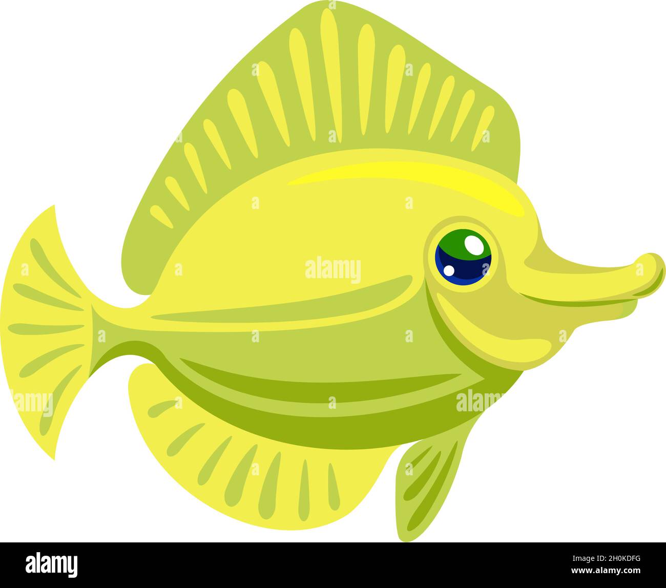 Small colored yellow fish for aquarium isolated. Vector aquarium ocean fish, marine and sea fish illustration Stock Vector