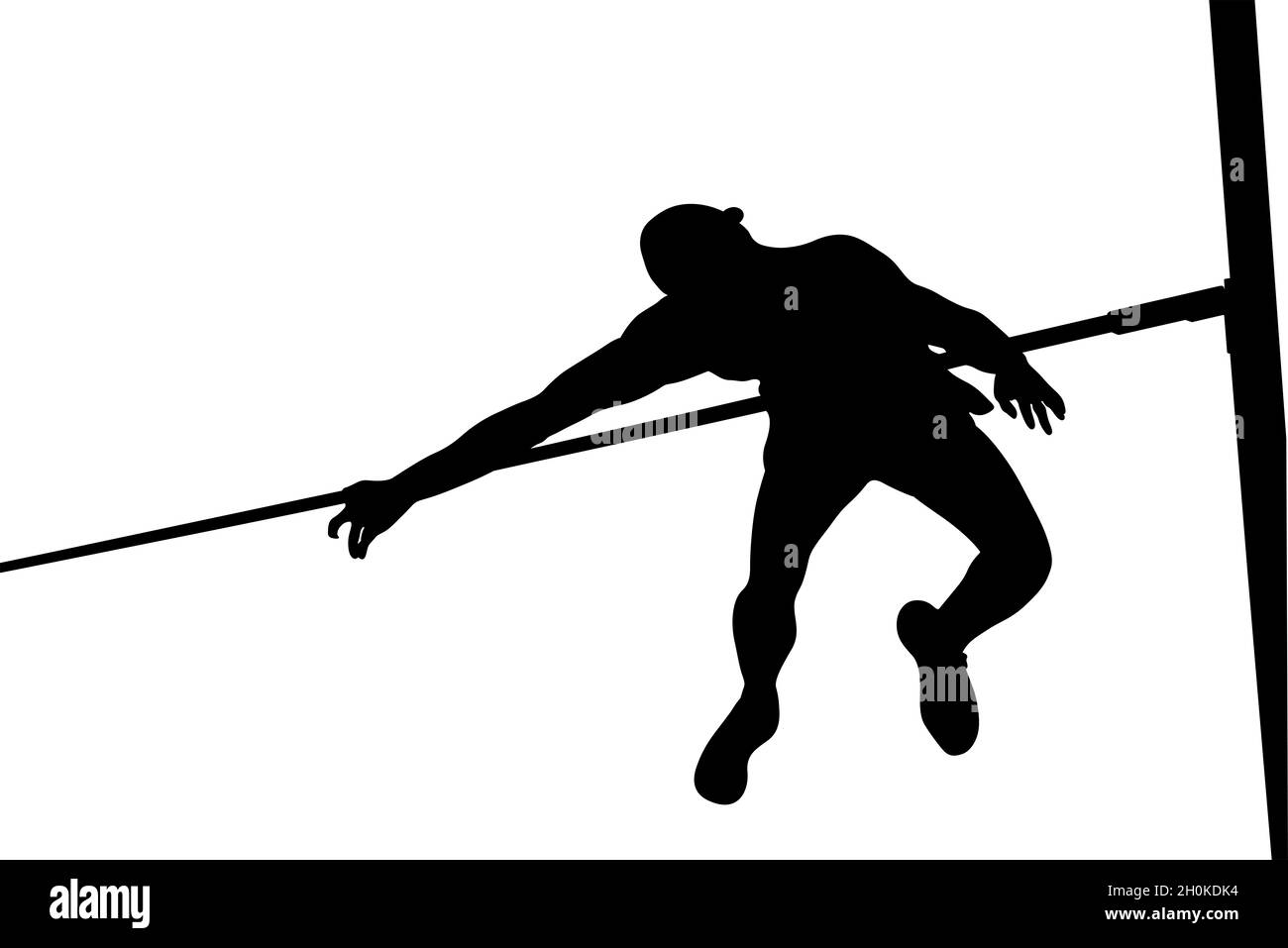 male jumper athlete high jump black silhouette Stock Photo